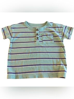 Carter's Aqua and Blue Stripe Henley Tee